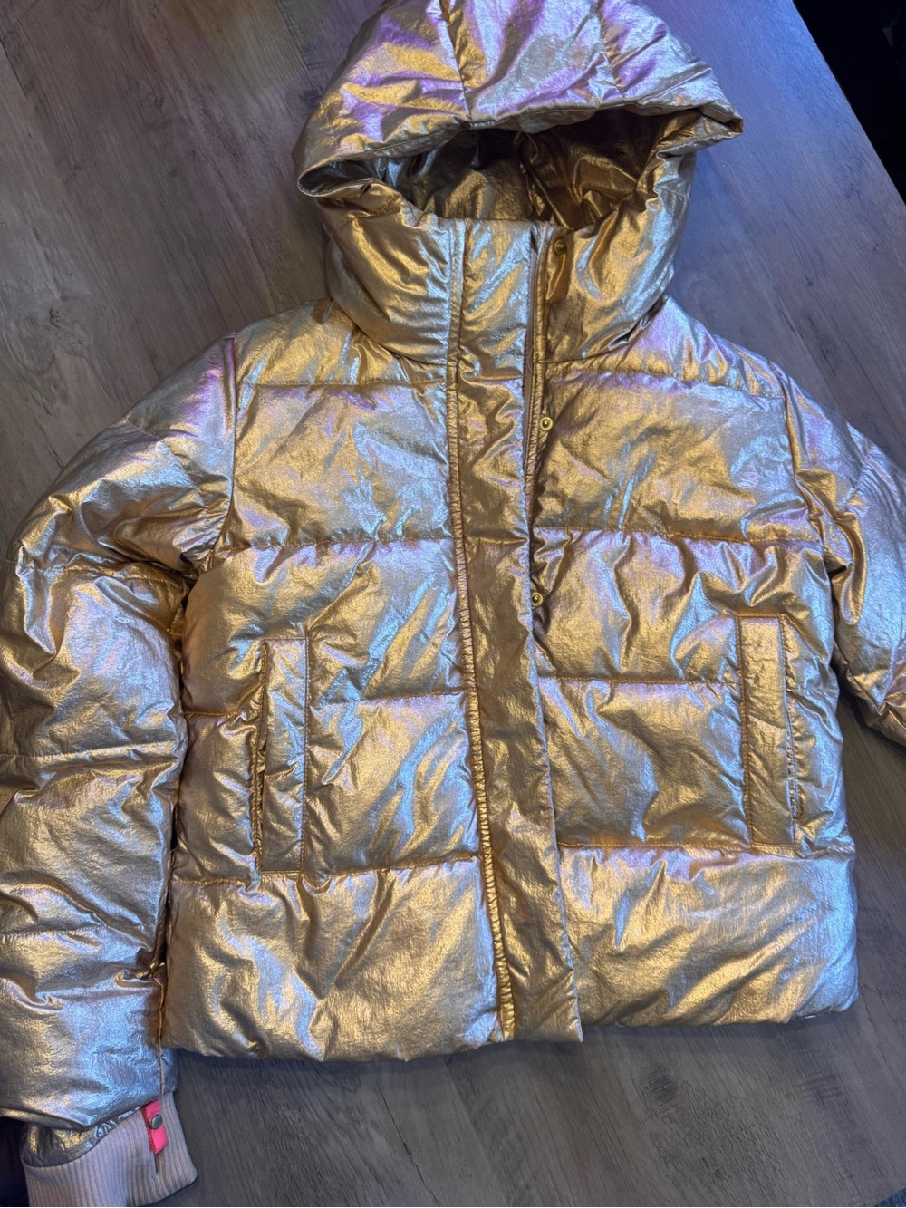 Crewcuts Metallic Gold Puffer Jacket with Hood